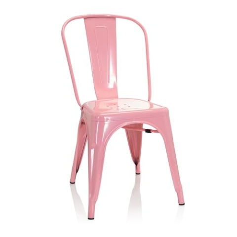 hjh OFFICE 645051 Bistrostuhl VANTAGGIO Comfort Metall Rosa im Industry-Design, stapelbar