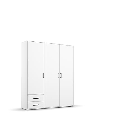 Rauch Möbel Voyager Schrank Kleiderschrank Drehtürenschrank, Alpinweiß, 3-türig mit 2 Schubladen, inklusive 1 Kleiderstange, 3 Einlegeböden BxHxT 140x194x53 cm