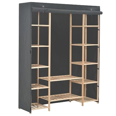 vidaXL Kleiderschrank Stoffschrank Garderobenschrank Garderobe Schrank Schlafzimmerschrank Wohnzimmer Schlafzimmer Grau 135x40x170 cm Stoff