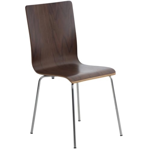 CLP Besucherstuhl Pepe I Ergonomisch Geformter Lehnstuhl Mit Holzsitz I Stabiles Metallgestell I Komfort Und Stil Mit Robuster Konstruktion, Farbe:walnuss