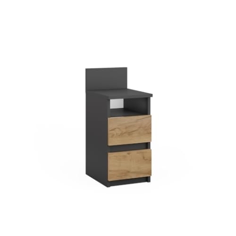 Vicco Kommode Monty, Anthrazit/Goldkraft Eiche, 25 x 59.1 cm mit 2 Schubladen
