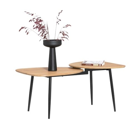 SoBuy Beistelltisch mit Ablagen Couchtisch Sofatisch Kaffeetisch Satztisch Laptoptisch Pflegetisch Wohnzimmertisch Vintage braun BHT ca. 100x45x54cm FBT127-N