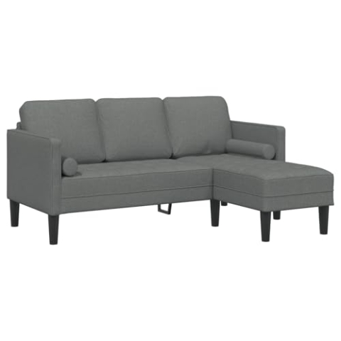 vidaXL L-förmiges Ecksofa Dunkelgrauer Stoff 3-Sitzer für Wohnzimmer Stabiler Buchenholzrahmen mit abnehmbaren Kissen Modernes Design Stilvoll Langlebig Platzsparend