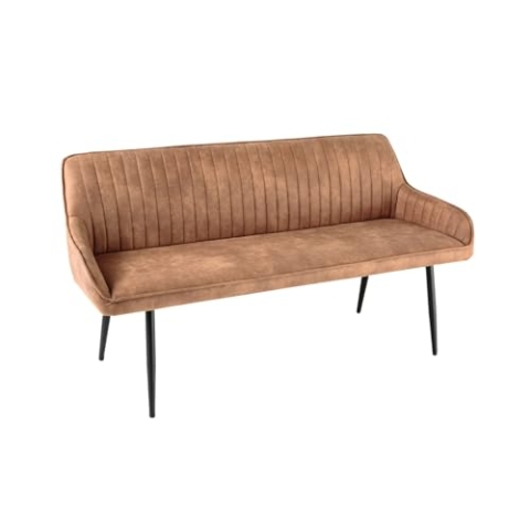 Riess Ambiente Design Sitzbank Turin 160cm braun schwarz Metallbeine mit Armlehne Polsterbank mit Samtbezug, Esszimmermöbel, Flurmöbel