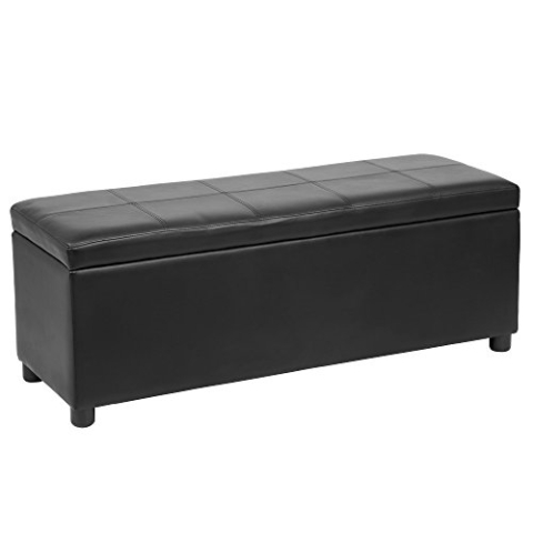 Corium Ottomane 119 x 38 x 45 cm schwarz Sitztruhe Polsterbank Sitzhocker Betthocker Truhe Bank