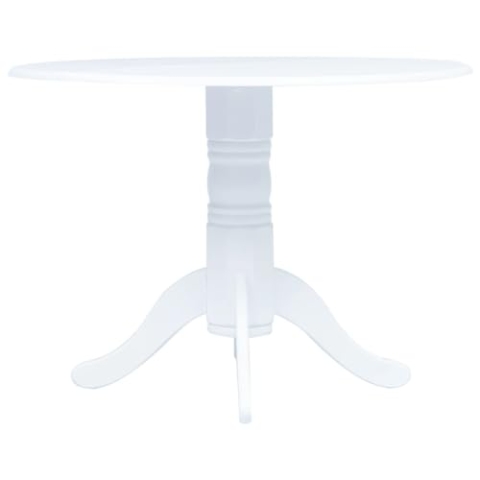vidaXL Gummiholz Massiv Esstisch Holztisch Küchentisch Esszimmertisch Speisetisch Tisch Massivholztisch Esszimmer Küche Rund Weiß 106x75cm MDF-Platte