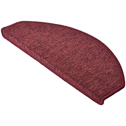 Beautissu XXL Treppenstufen Matten 65x28 cm – 15 Stück Gängige Treppen Stufenmatten Selbstklebend Innen Treppenmatten Stufenmatte Teppich Treppenteppich Stufenteppich Halbrund Bordeaux – ProStair