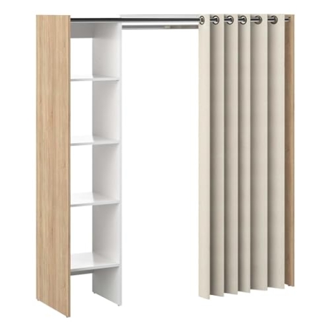 TemaHome Kleiderschrank mit Vorhang, Umkleideraum von Tom Bett, Eiche roh Zelt, 4020A0377R00