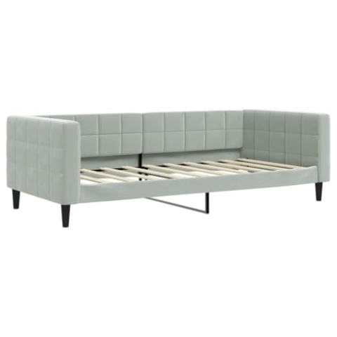 vidaXL Tagesbett, Gästebett 2-in-1, Sofabett Schlafsofa für Schlafzimmer Wohnzimmer, Bettsofa Sofa, Modernes Design, Hellgrau 90x190cm Samt
