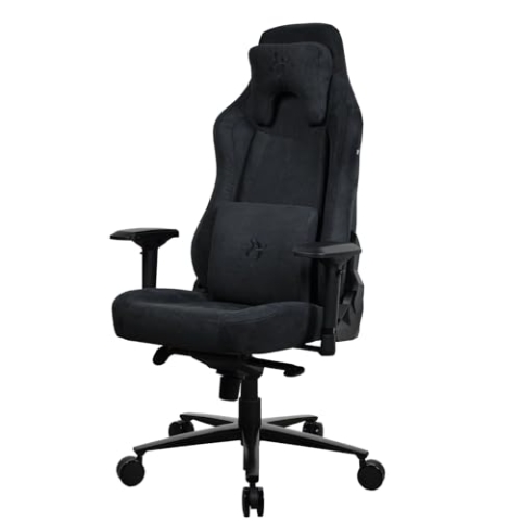 Arozzi Vernazza Supersoft™ Luxuriöser Gaming- oder Bürostuhl aus strapazierfähigem Stoff, weiche Memory-Schaum-Lenden- und Nackenkissen, Tragkraft: 145 kg, 4D-Armlehnen – (Pure Black)