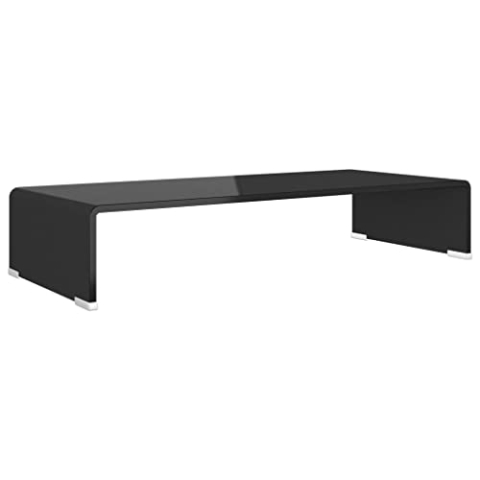 vidaXL TV-Glasaufsatz Tisch Monitor Erhöhung Glasbühne Podest Schwarz 70x30x13cm