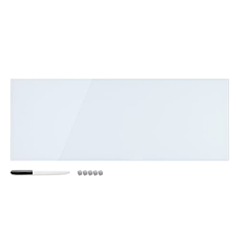 Navaris Magnettafel Magnetboard aus Glas - 80x30cm Tafel magnetisch zum Beschriften - Notizboard Magnetwand inkl. Magnete Stift Schrauben - weiß