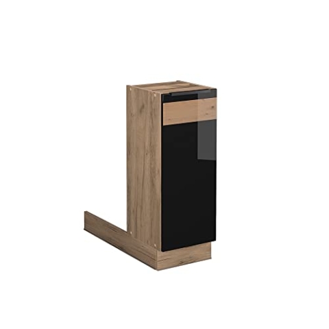 Vicco Kücheninsel Fame-Line, Schwarz-Eiche Hochglanz/Goldkraft Eiche, 30 cm ohne Arbeitsplatte