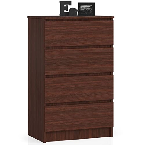 AKORD Kommode K60 60 cm | 4 Schubladen | Schrank | für das Wohnzimmer | für das Schlafzimmer | B60 x H99 x T40 cm | Gewicht 29,80 kg | Wenge