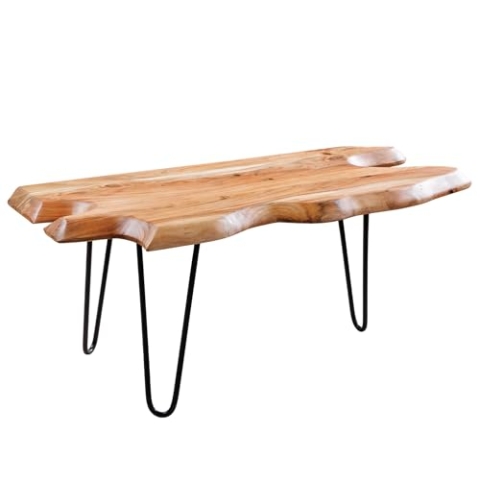 riess-ambiente.de Massivholz Couchtisch WILD 100cm Akazie Natur Hairpin Legs Baumkante