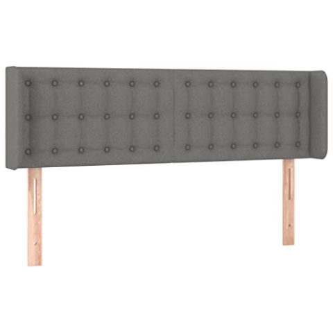 vidaXL Kopfteil mit Ohren, Bettkopfteil mit Holzbeinen, Höhenverstellbar Polsterkopfteil für Bett, Betthaupt Bettzubehör Schlafzimmer, Dunkelgrau 147x16x78/88cm Stoff