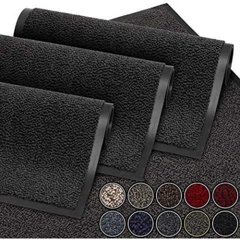GadHome Fußmatte Schwarz Anthrazit 90x150 cm|Eingangstürmatte wasserdicht waschbar strapazierfähiger Schmutzfänger | Rutschfester Schmutzfängerfußmatte für Haustür, Flur, Eingang, Küche, Schlafzimmer