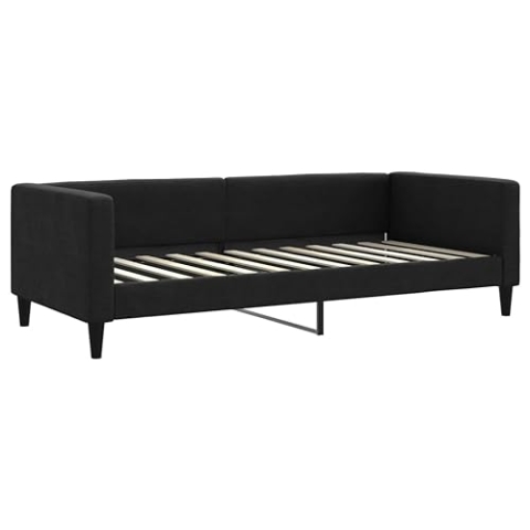 vidaXL Tagesbett, Gästebett 2-in-1, Sofabett Schlafsofa für Schlafzimmer Wohnzimmer, Bettsofa Sofa, Modernes Design, Schwarz 90x200cm Stoff