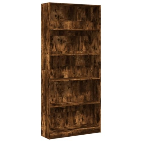 vidaXL Bücherregal, Bücherschrank Regal mit Stauraum, Standregal für Wohnzimmer Büro, Büroregal Aktenregal Aufbewahrungsregal, Räuchereiche Holzwerkstoff