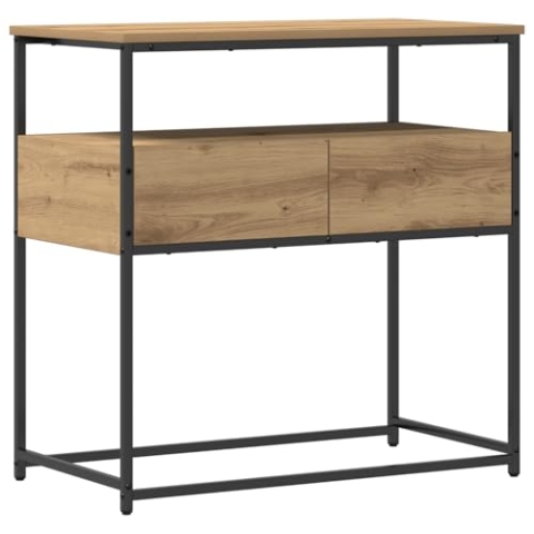 vidaXL Artisan Eiche Modern Beistelltisch Mit Schublade Stylischer Akzent Für Wohnzimmer Rechteckiges Design Holzwerkstoff Und Metall Konstruktion Möbel Holzzeitgenössisch Kleines Zuhause Sofa