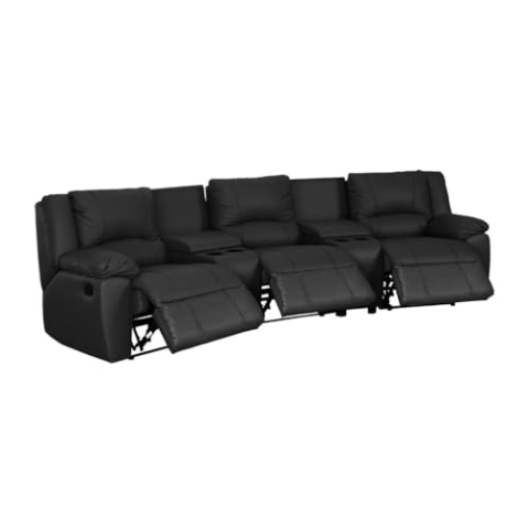 Vente-unique-Relaxsofa 3-Sitzer - Leder - Schwarz - Aroma