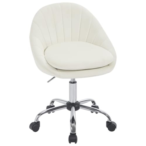 WOLTU Homeoffice Stuhl, Bürostuhl ergonomisch, Schminkstuhl drehbar, Drehstuhl mit Rollen, Schreibtischstuhl 150 kg belastbar, für Arbeitszimmer Schlafzimmer, Samt, Beige, BS167cm