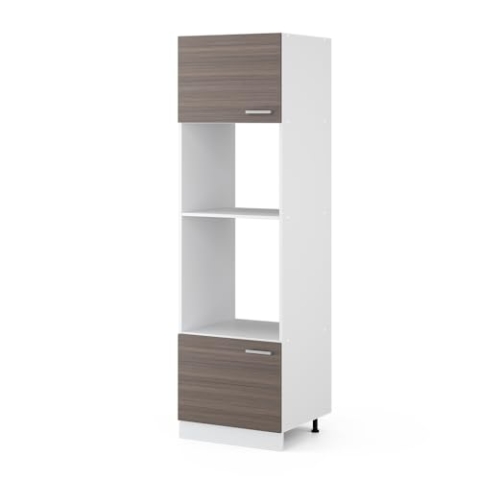 Vicco Mikrowellenschrank R-Line, Küchenregal für die Mikrowelle, Grau/Weiß, 60 cm