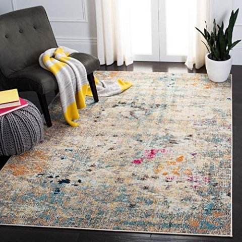 SAFAVIEH Moderner Schick Teppich für Wohnzimmer, Esszimmer, Schlafzimmer - Madison Collection, Kurzer Flor, Grau und Gold, 122 X 183 cm