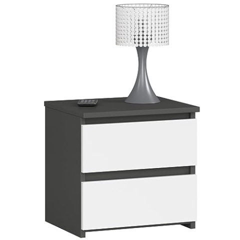 AKORD | Kommode Set 2 Schubladen Sideboard Mehrzweckschrank Schrank | Schreibtisch | ecktisch | Eck Schreibtisch für Home Office | Einfache Montage | 40x40x35 | Graphitgrau & Weiß Front