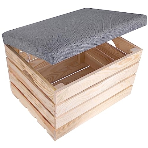 Creative Deco Sitzhocker gepolstert | 50 x 40 x 35 cm | Sitzbank mit Stauraum | Sitztruhe Holz | Sitzbox mit Stauraum | Holzhocker | Aufbewahrungsbox für Decken, Kissen, Bücher, Spielzeug