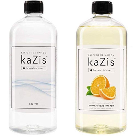 KAZIS® I Duft-Set Neutrale Essenz + Echte Orange I 2 x 1 Liter I Für Alle Katalytischen Lampen geeignet