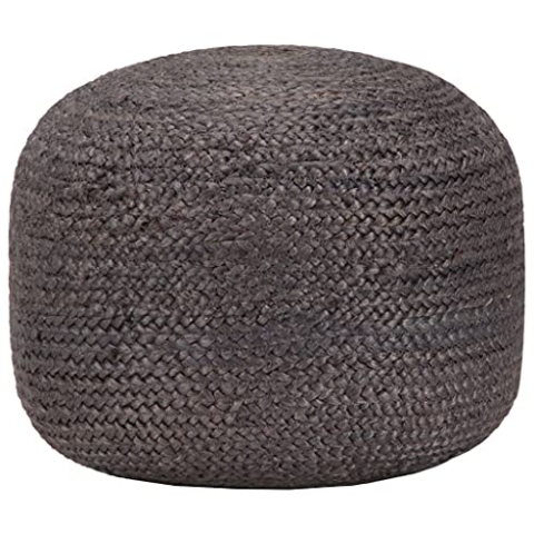 vidaXL Sitzpuff Pouf Sitzpouf Puff Sitzkissen Sitzhocker Fußhocker Hocker Fußbank Ottoman Fußbank Fußschemel Handgefertigt Dunkelgrau 45x30cm Jute