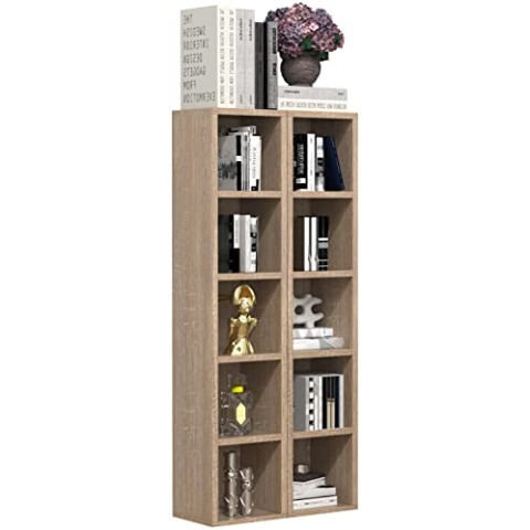 VCM Holz CD DVD Stand Aufbewahrung Standregal Bücherregal Deko Regal Megosa S Sonoma-Eiche