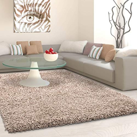 Ayyildiz Teppich-Hochflor Shaggy Teppich unicolor einfarbig Wohnzimmer Flauschig, Polypropylen, Beige, 300 X 400