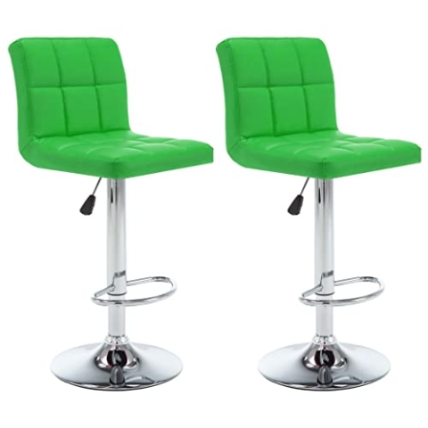 vidaXL 2X Barhocker Höhenverstellbar Barstuhl Tresenhocker Bistrohocker Thekenhocker Küchenhocker Thekenstuhl Tresenstuhl Grün Kunstleder