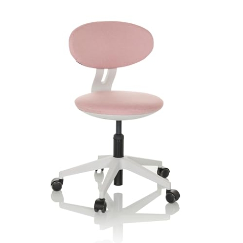 hjh OFFICE Kinderdrehstuhl mitwachsend MINIMOVO Kinder Bürostuhl höhenverstellbar, Schreibtischstuhl ohne Armlehnen, Stoff Rosa