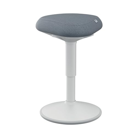 Leitz Ergo Active Sitzhocker mit Dual Density Foam Komfortsitz, Bürohocker höhenverstellbar von 47 bis 64cm, Sitzbezug aus 100% Recycling-Material, Für bis zu 110kg, Ergo Serie, Hellgrau, 65440085
