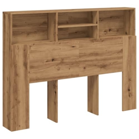 vidaXL Kopfteil, Bettkopfteil mit Stauraum, Schlafzimmer Kopfteil-Regal Wand-Kopfteil, Betthaupt, Artisan-Eiche 140x19x103,5cm Holzwerkstoff