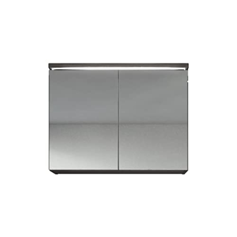 Badplaats B.V. Spiegelschrank Paso 80cm Eiche Grau - Schrank Spiegelschrank Spiegel Badezimmer Badmöbel Set Hängeschrank