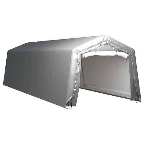 vidaXL Lagerzelt UV-beständig Industriezelt Zelthalle Weidezelt Zelt Zeltgarage Foliengarage Unterstand Lagerhalle 300x900cm Stahl Grau
