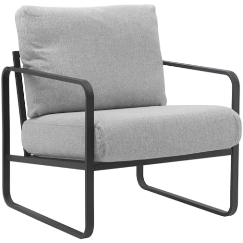 CLP Lounger Manea I Relaxsessel Kunstleder Oder Stoff Bezug I Mit Stabilem Metallgestell I Gepolsteter Clubsessel, Farbe:hellgrau, Material:Stoff