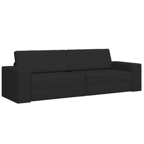 vidaXL Boden Sofa Bett 2-in-1 Schwarz 245x150x60.5 cm Stoff