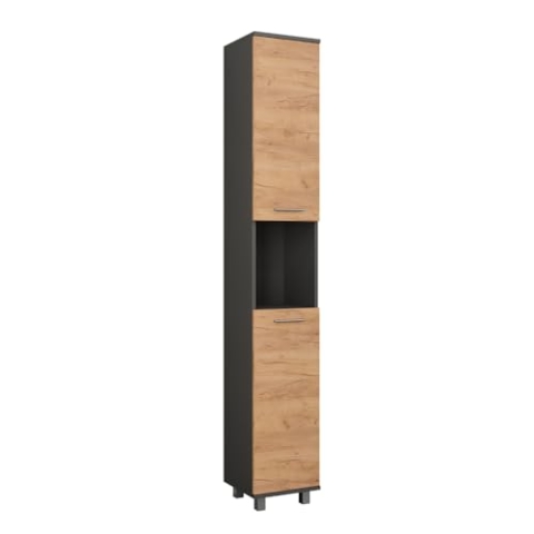Vicco Hochschrank Ilias, Anthrazit/Goldkraft Eiche, 30.2 x 190 cm mit 2 Türen