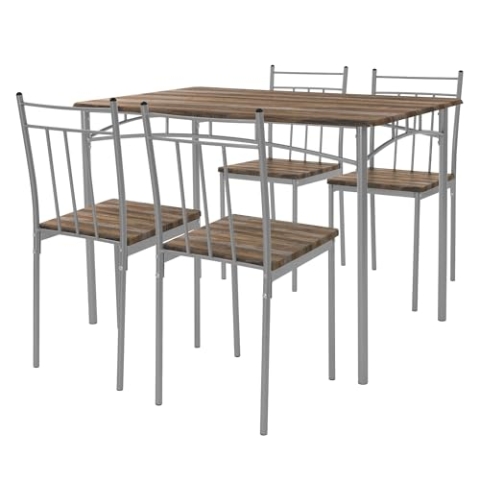 ML-Design Esstisch mit 4 Stühlen, Treibholz, Essgruppe Set 5-TLG für 4 Personen, Holz, Esszimmerstühle mit Metallbeinen, Küchentisch Set, Esszimmergarnitur, Sitzgruppe für Esszimmer Wohnzimmer Küche