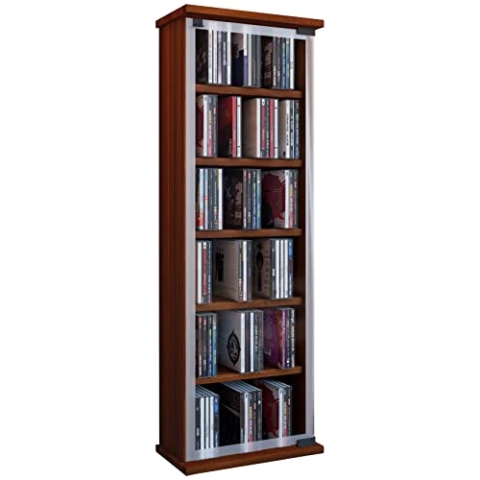VCM Regal DVD CD Rack Medienregal Medienschrank Aufbewahrung Holzregal Stand Möbel Schrank Möbel Kern-Nussbaum Classic