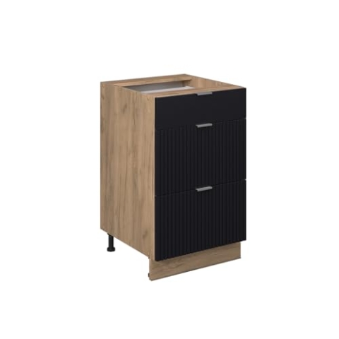 Vicco Küchenunterschrank Fame-Line, Schwarz gestreift, 50 cm ohne Arbeitsplatte