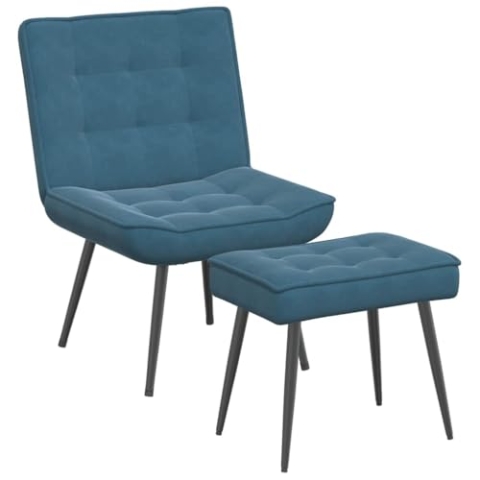 vidaXL Relaxsessel mit Hocker Blau Samt, Sessel, Sessel mit Hocker, Esszimmerstuhl, Sessel mit Fußhocker, Relaxsessel mit Fußhocker, Wohnzimmerstuhl