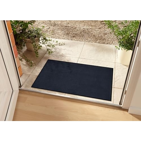 Hanse Home Waschbare In- & Outdoor Fußmatte Uni einfarbig Fußabtreter Schmutzfangmatte Türmatte Schmutzfänger Eingangsteppich Anti-Rutsch Größen, 80x120 cm, Schwarz