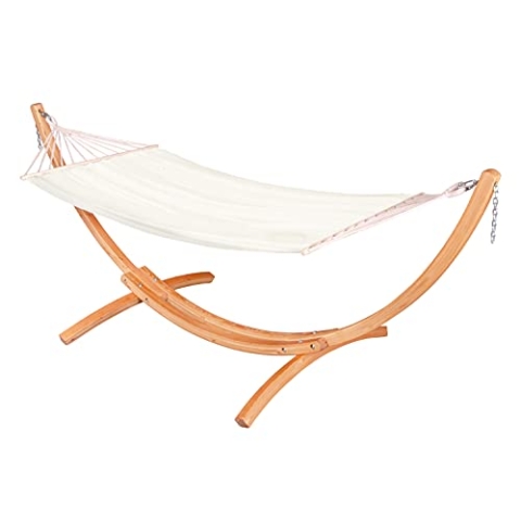 CHILLOUNGE Beach Hängematte für den Außenbereich, mit Ständer, wetterfeste Hängematte und Bogenhalterung aus zertifiziertem Holz, langlebig