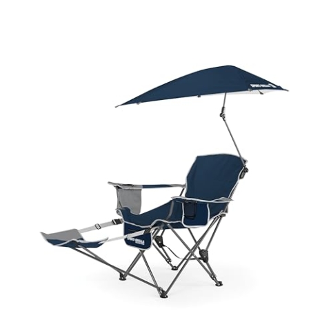 Sport-Brella Herren Reclining Recliner Chair, für Entspannen, Leicht|Fußstütze|Seitentasche, Edelstahl, Midnight Blue, L x W x H 8.00 x 8.00 x 39.00 Inches